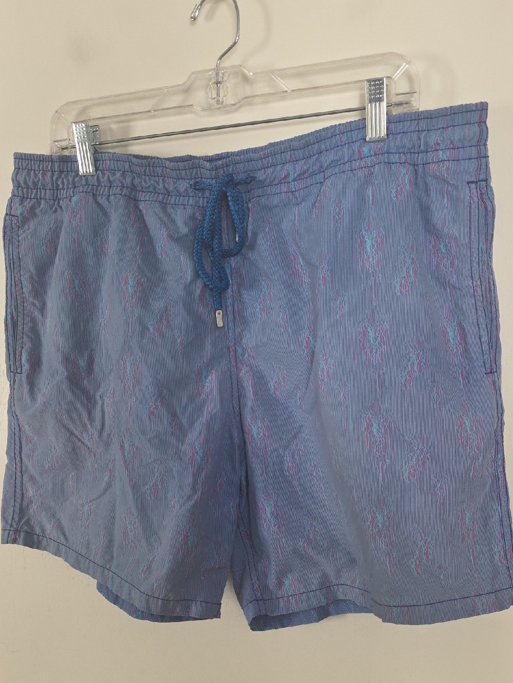 Vilebrequin Light Blue XL Swim Shorts with Pink Pattern